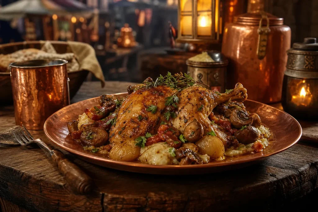 Alehouse Hunter’s Chicken served in a Copper Dragon market tavern