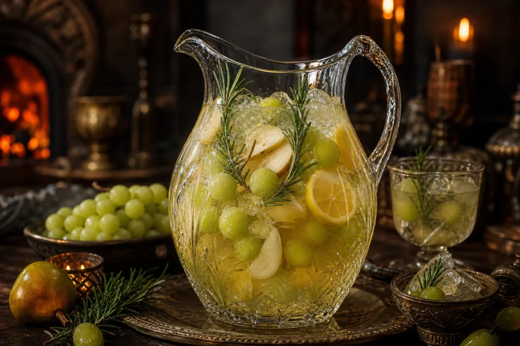 Celestial Orchard White Grape Punch with pear and rosemary