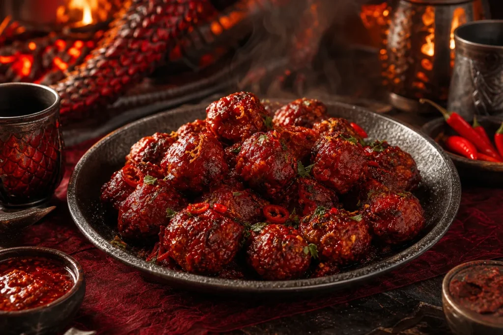 Dragonfire Meatballs served in the Red Dragon clan feast hall