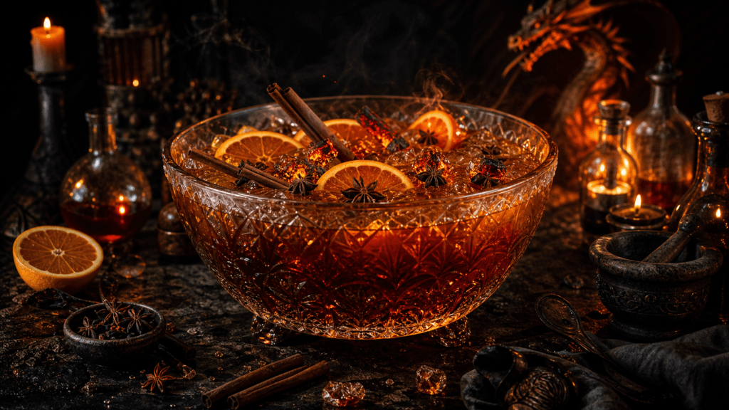 DragonFire spiced rum punch with orange, cinnamon and star anise