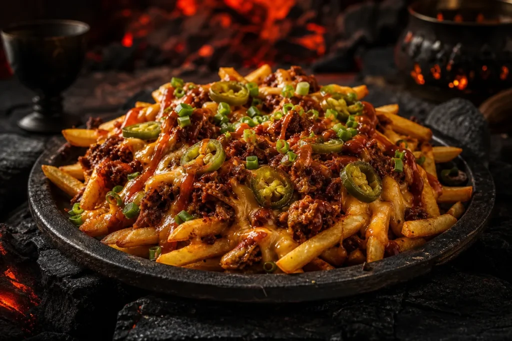 Emberpeak Loaded Fries with cheese, chilli and smoky sauce