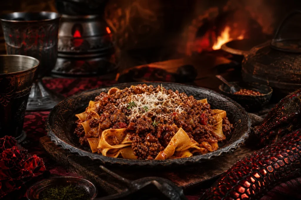 Emberstone Beef Ragu served in the Red Dragon clan feast hall