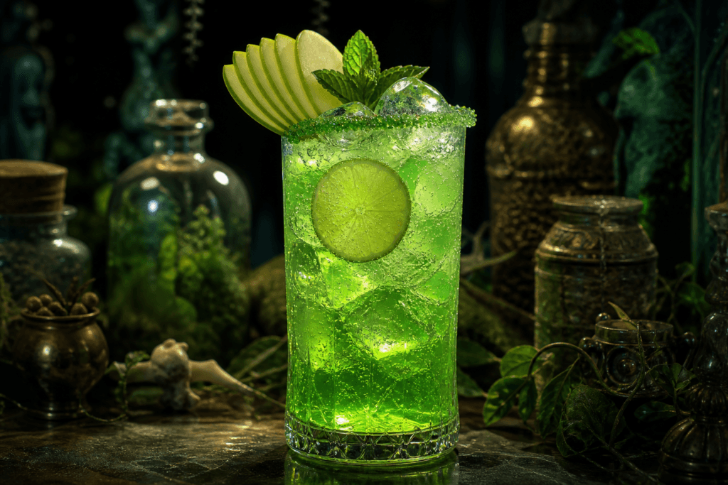 Emerald Venom green melon, apple and lime elixir with mint and fresh ice