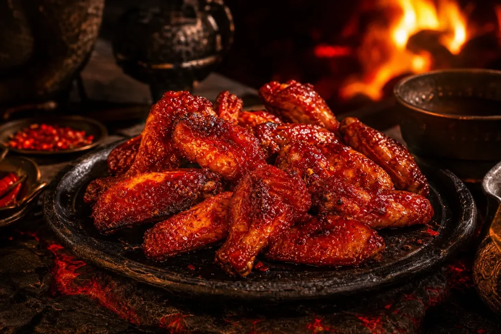 Fire Dragon Wings with glossy chilli and honey glaze