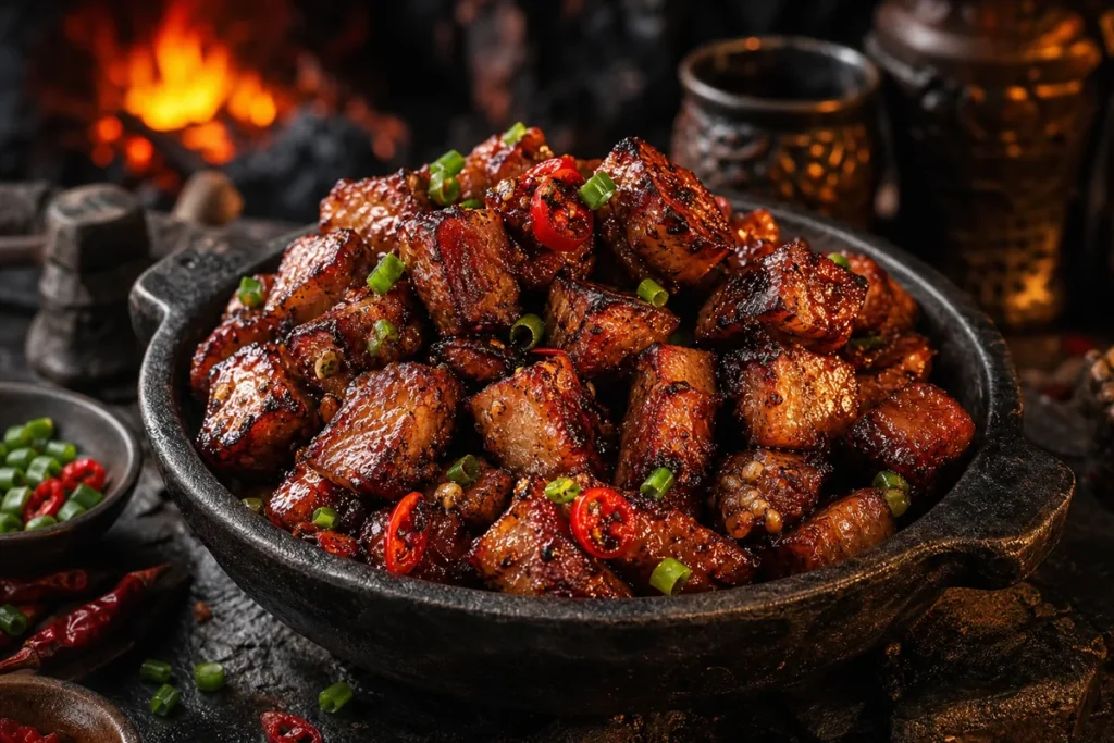 Flameforged Pork Bites with chilli, garlic and charred edges
