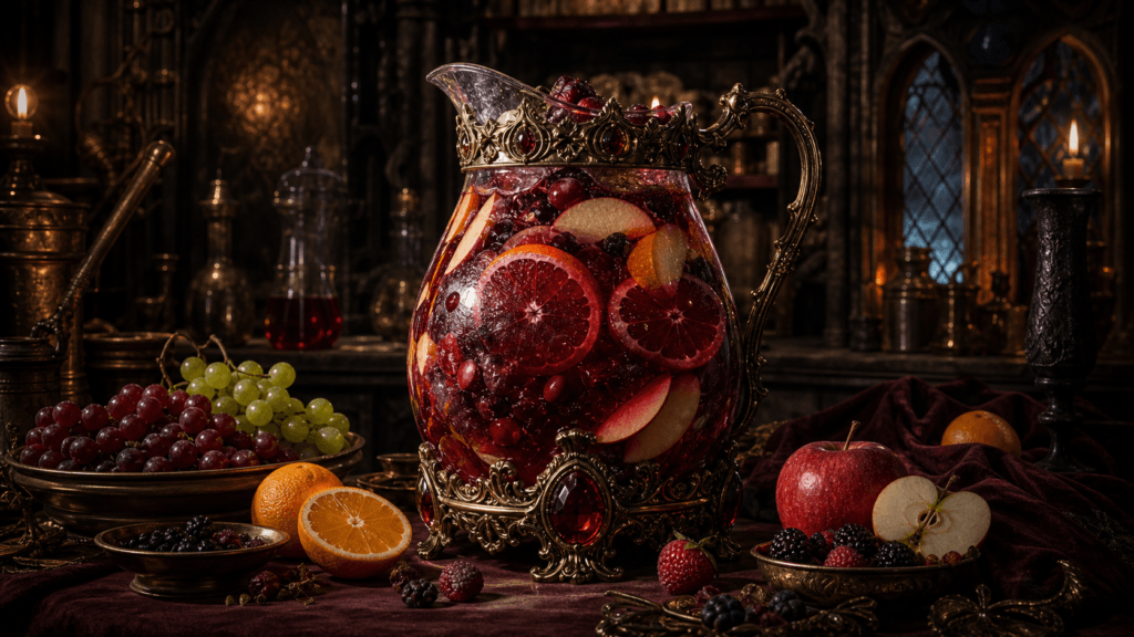 King’s Feast Sangria with oranges, apples, grapes and berries