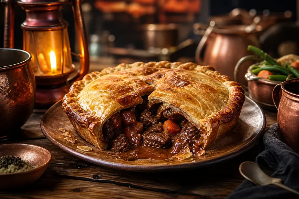 King’s Road Steak & Ale Pie served in a Copper Dragon market tavern