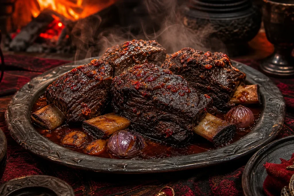 Lavaforge Beef Short Ribs served in the Red Dragon clan feast hall