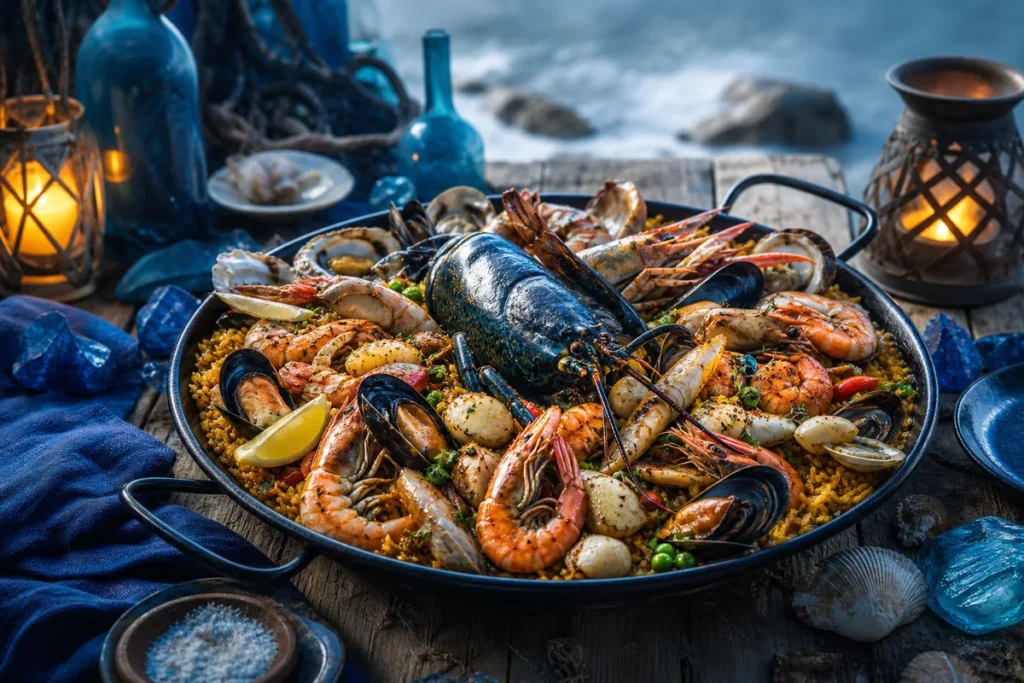 Leviathan’s Catch Seafood Paella served at a Blue Dragon coastal feast