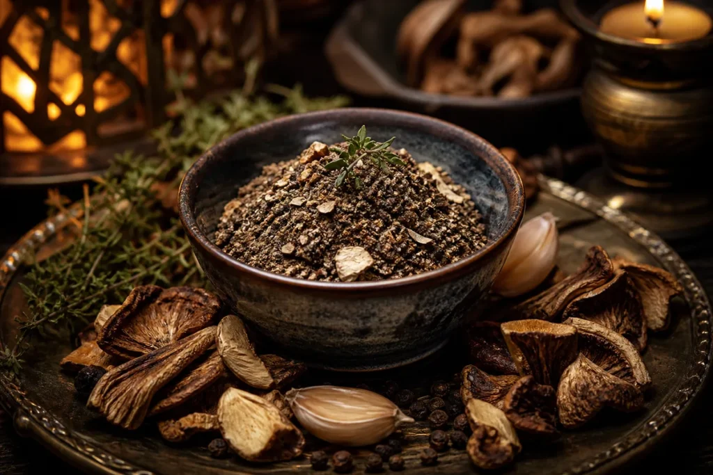 Moonlit Mushroom Seasoning with thyme and black pepper