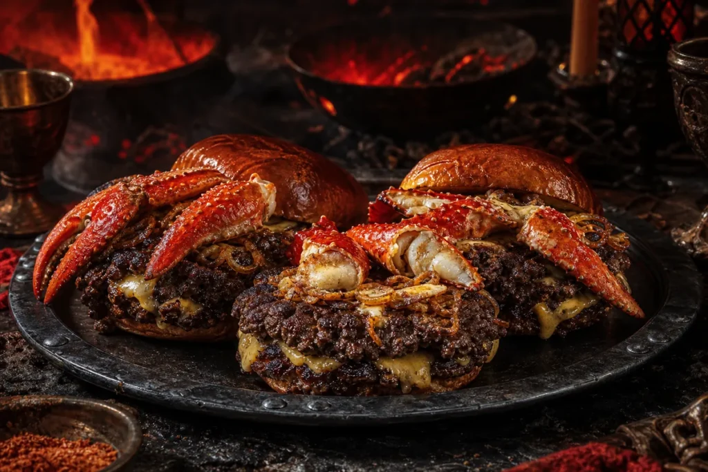 Redclaw Smash Burgers served in the Red Dragon clan feast hall