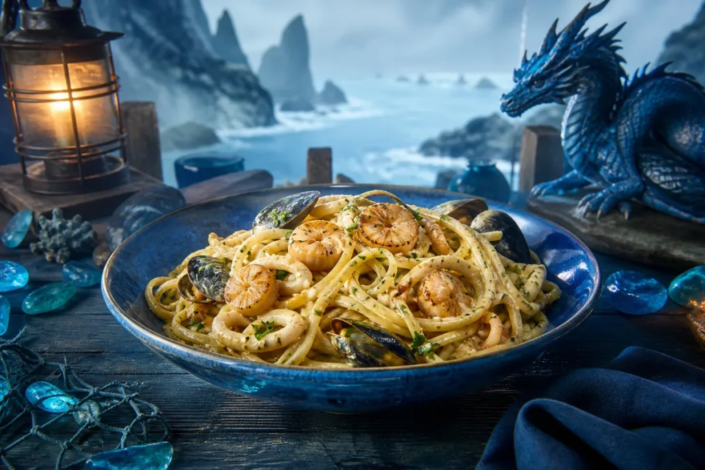 Sapphire Cove Sleaford Linguine served at a Blue Dragon coastal feast