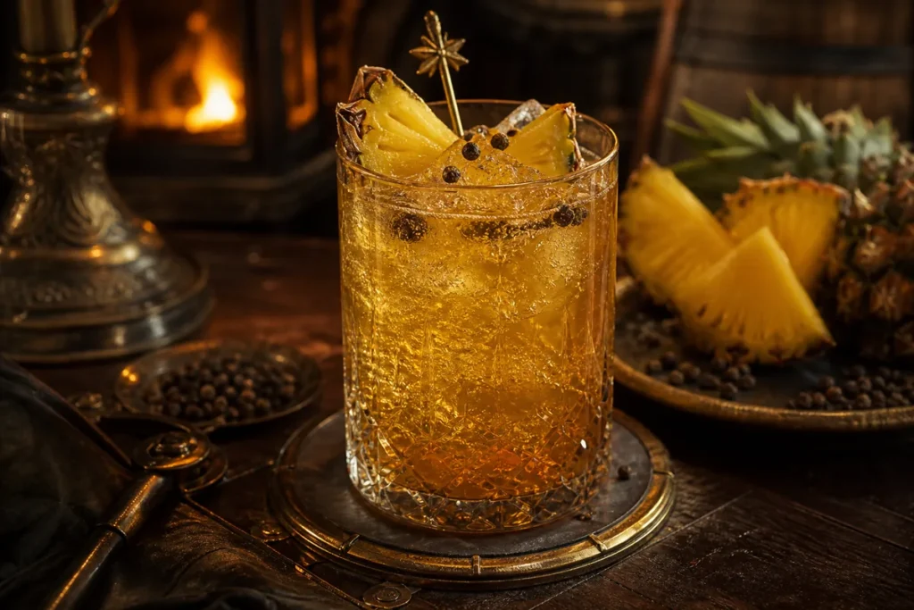Starforge Pineapple Shrub with golden pineapple and bubbles