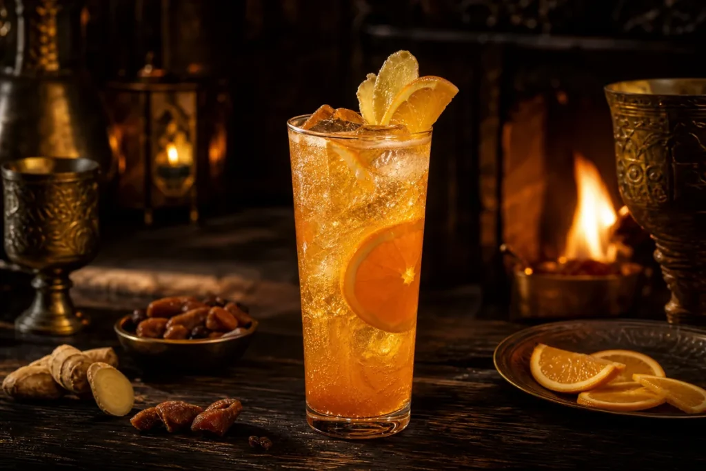Sunken Crown Tamarind Fizz with orange, ginger and ice