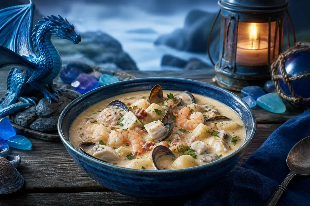 Tidebreaker Seafood Chowder served at a Blue Dragon coastal feast