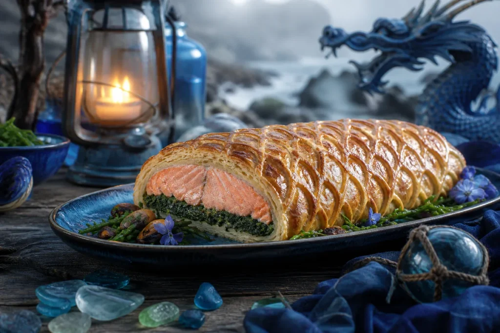 Wavercrest Salmon En Croute served at a Blue Dragon coastal feast